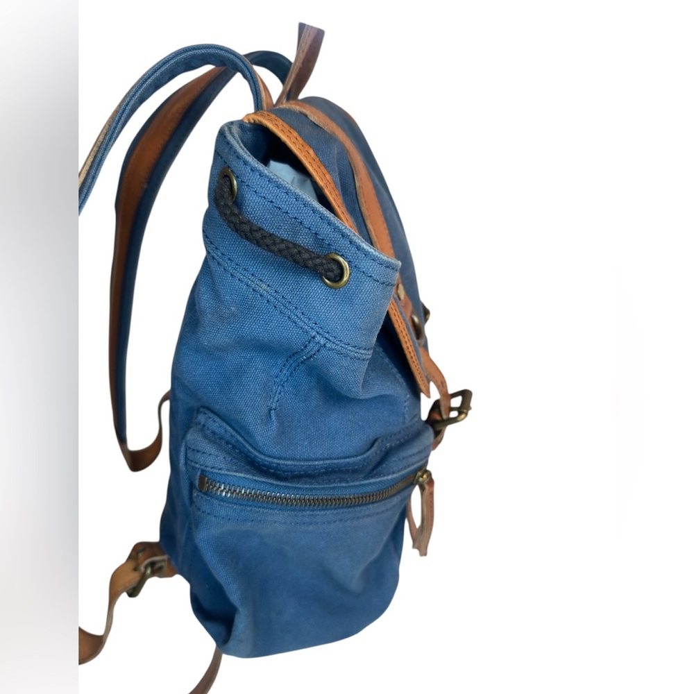 Burberry Blue Canvas & Brown Leather Unisex Backpack - Picture 5 of 12